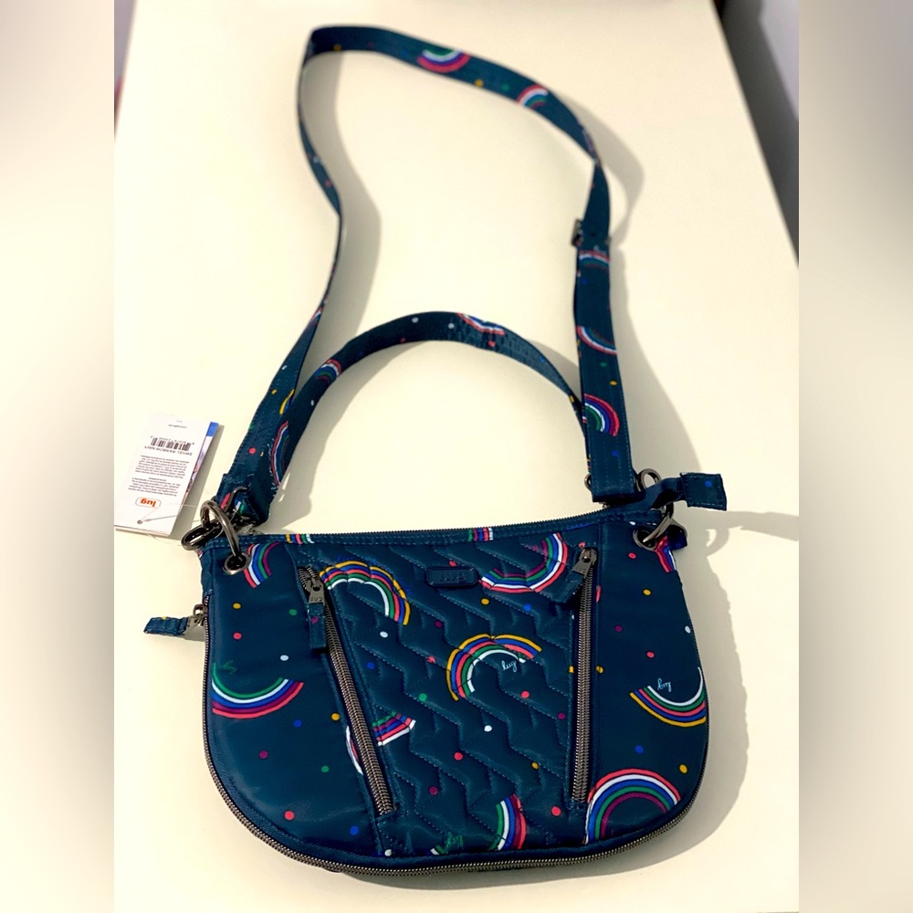 NWT LUG RAINBOW NAVY SWIVEL CROSSBODY BAG, PURSE